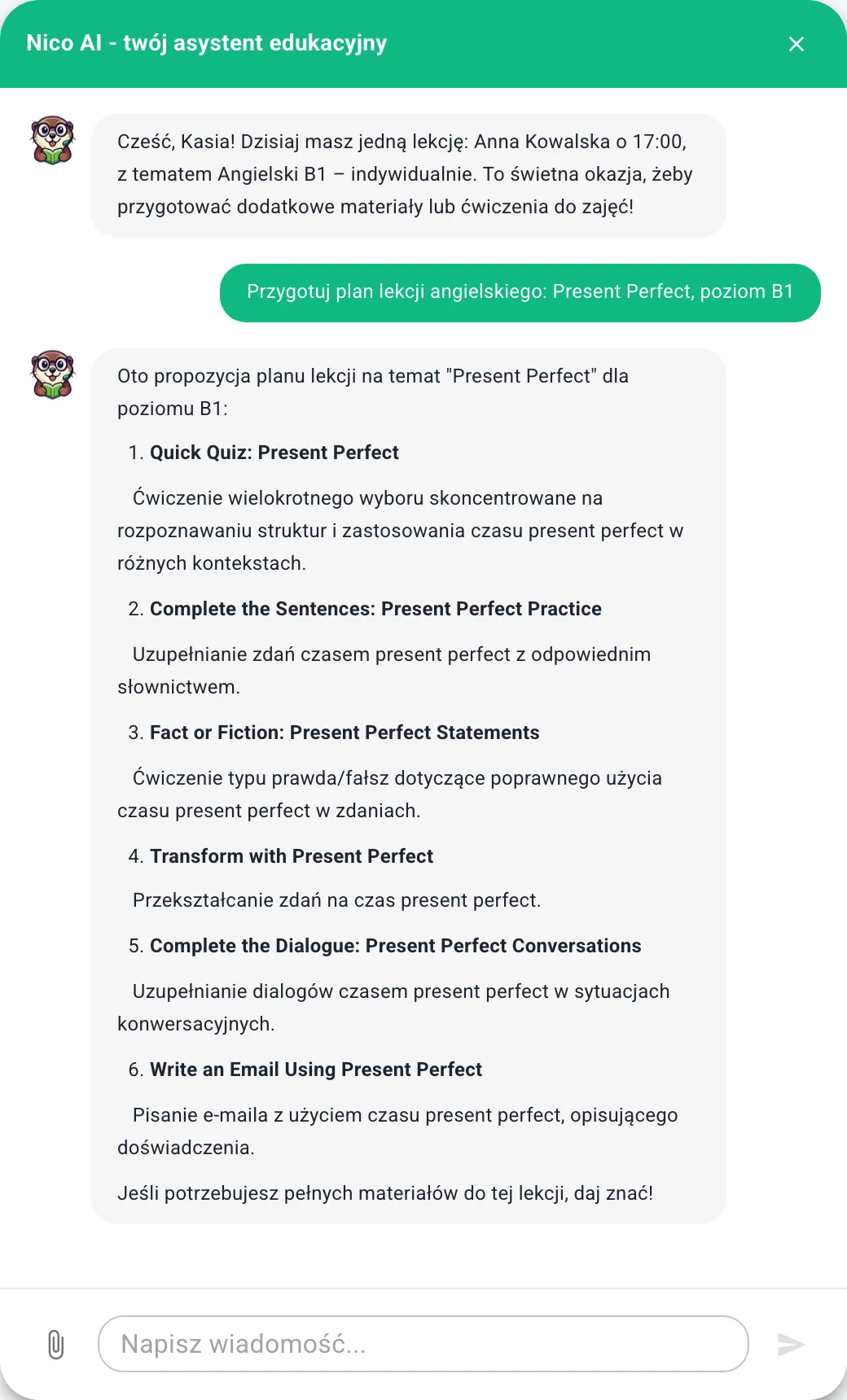 Plan lekcji o czasie Present Perfect dla poziomu B1