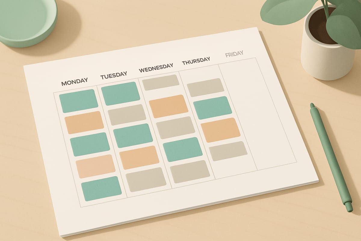 A week in the life of a tutor using the framework Weekly schedule of a tutor running 12 lessons using the lesson management framework